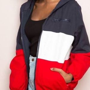 Brandy Melville red white and blue windbreaker